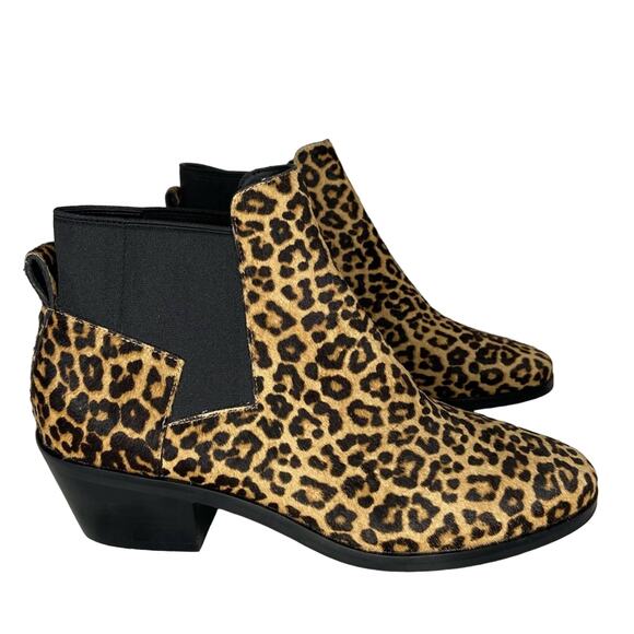 Cole Haan Shoes - New Cole Haan Leopard Print Chelsea Ankle Boots Calf Hair Black Brown Size 7